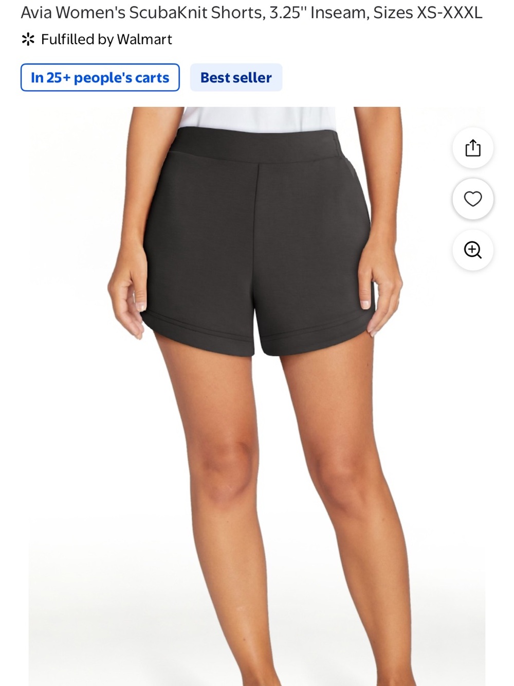 Avia Black High-Waist ScubaKnit Women's Shorts